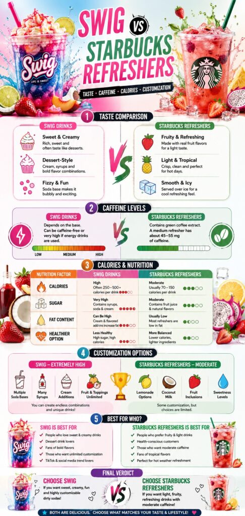 Swig vs Starbucks Refreshers: Which Drink Is Better in 2026? 2 Swig vs Starbucks